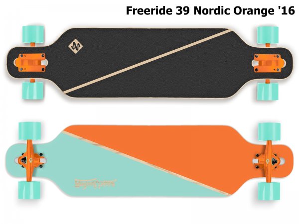 Longboard STREET SURFING Freeride 39 Nordic Orange - modro-oranov