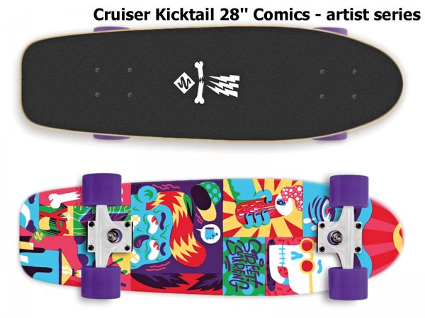 Skateboard STREET SURFING Cruiser Kicktail 28'' Comics